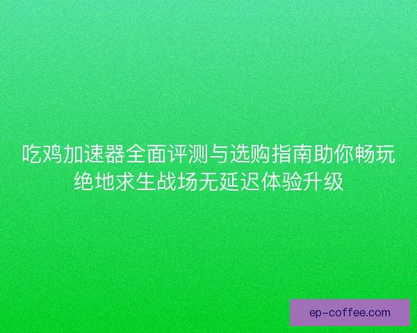 吃鸡加速器全面评测与选购指南助你畅玩绝地求生战场无延迟体验升级